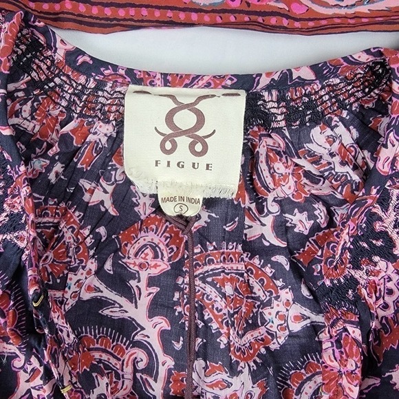 Nwt Small Figue Bria dress Paisley True Blue Fuchsia - Picture 4 of 12